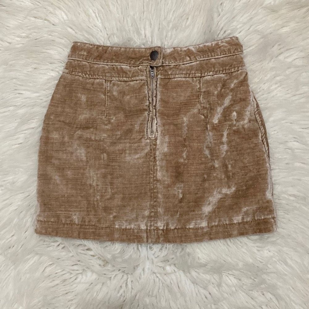 Free People Dust To Dust Velvet Mini Tan Skirt